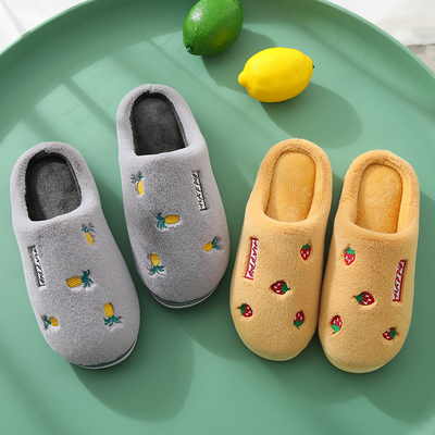 棉拖鞋女可爱 保暖家居毛绒拖鞋男冬季厚底防滑情侣室内日系棉鞋