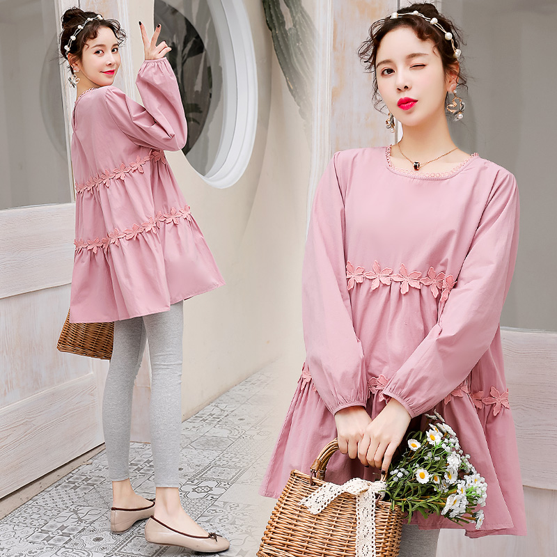 孕妇春装连衣裙长袖上衣春秋款中长款孕妇裙子2019新款潮妈打底衫|msdalam kategori Bekalan Ibu / Ibu / Pemakanan, bersalin, pakaian - dari Buy2taobao.com untuk memberikan perkhidmatan ejen Taobao profesional membeli