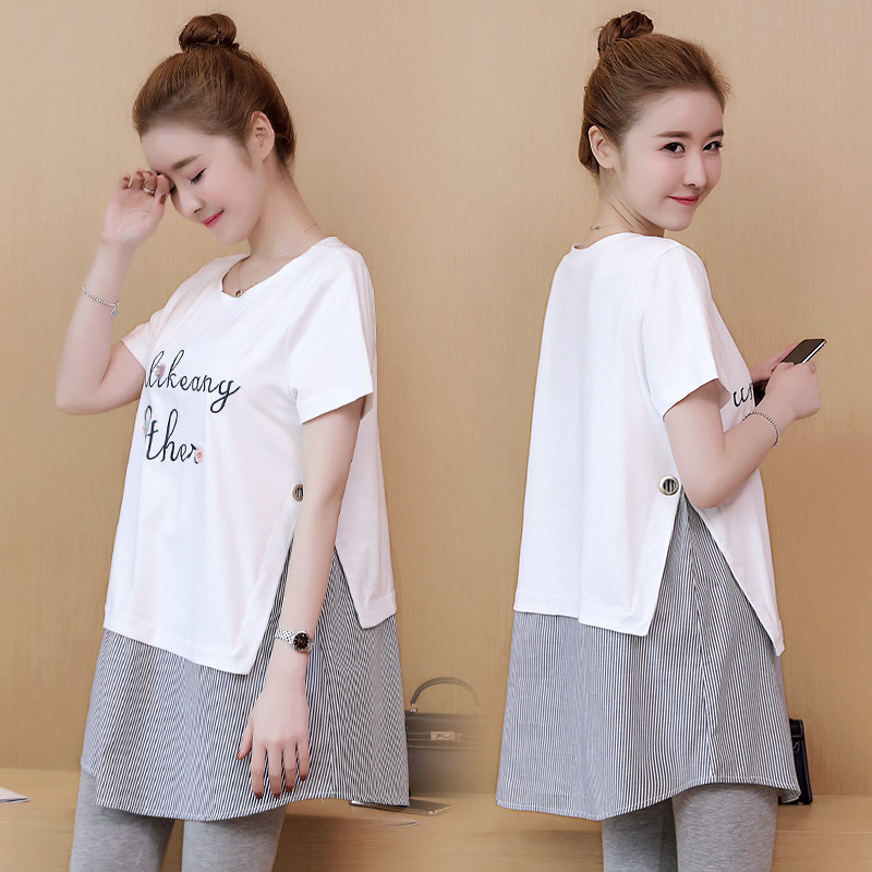 孕妇夏装时尚套装2019新款打底衫t恤夏季上衣孕妇连衣裙子夏天潮|msdalam kategori Bekalan Ibu / Ibu / Pemakanan, bersalin, baju-T - dari Buy2taobao.com untuk memberikan perkhidmatan ejen Taobao profesional membeli