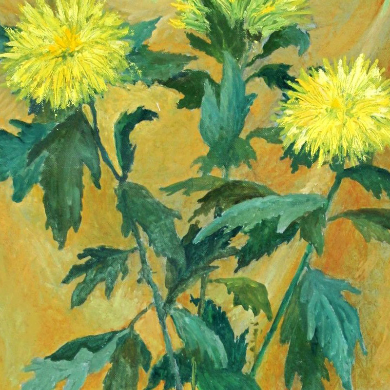 俄罗斯画家瓦列里油画《黄菊花》