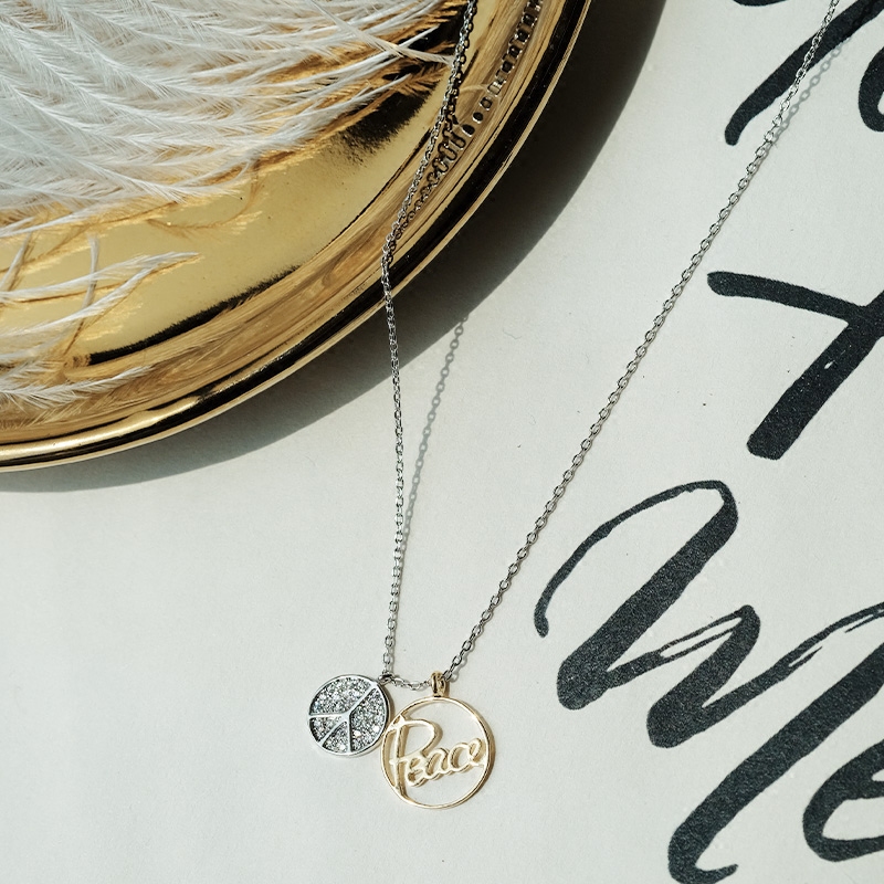 the republic of korea Imported temperament Versatile Sweet Antiwar peace sign clavicle zircon letter Necklacein the Accessories/Fashion Jewelry, Necklace category - from Buy2taobao.com to provide professional Taobao agent buy service