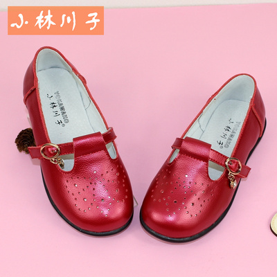 小林川子女童皮鞋春秋2018新款真皮潮儿童豆豆鞋韩版公主鞋子单鞋