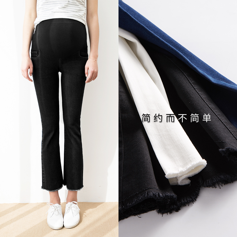 孕妇喇叭裤牛仔裤子春秋长裤外穿时尚孕妇牛仔喇叭裤子九分黑色夏|msdalam kategori Bekalan Ibu / Ibu / Pemakanan, 孕妇裤/托腹裤, 孕妇喇叭裤 - dari Buy2taobao.com untuk memberikan perkhidmatan ejen Taobao profesional membeli