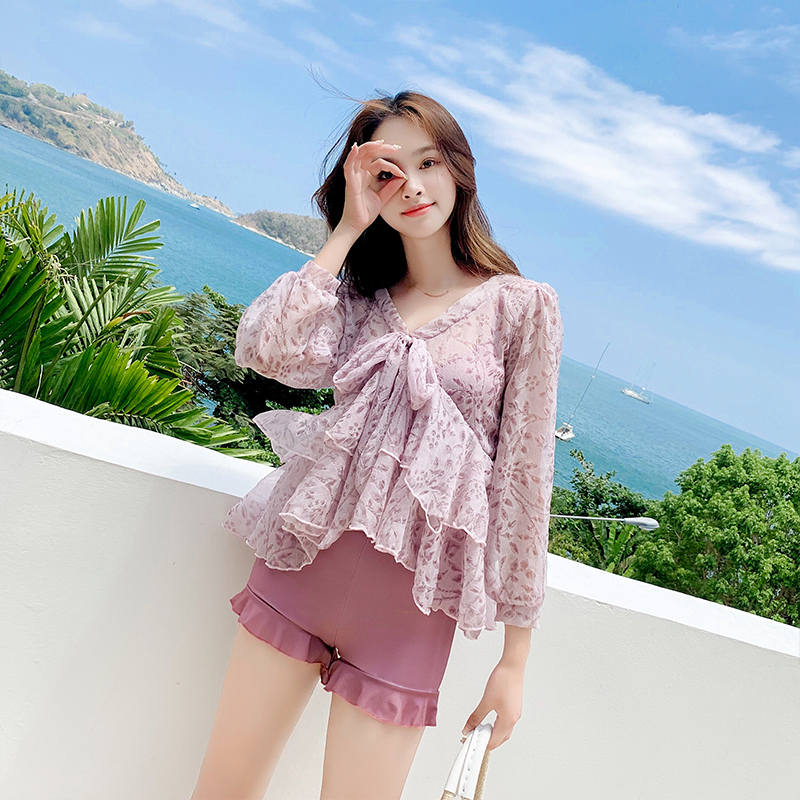 泳衣女遮肚显瘦保守三件套平角大码罩衫钢托聚拢性感度假防晒泳装|ruв категории движение/йога/фитнес/фанаты товаров, плавание, разделить купальник - от Buy2taobao.com для оказания профессиональной услуги покупки агента Taobao