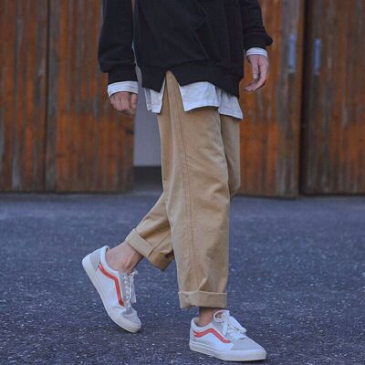 秋季新款港风裤子大码男女工装BF原宿风情侣胖mm200斤直筒阔腿裤