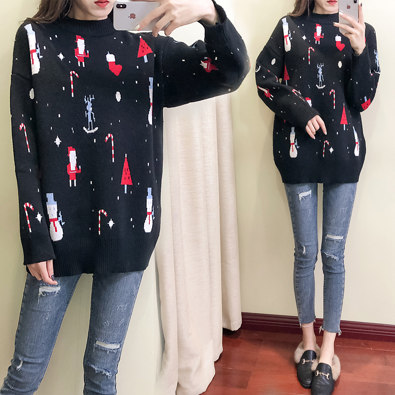 孕妇毛衣女秋冬装2018时尚新款套头圣诞针织衫宽松打底衫上衣潮妈在类目 孕妇装/孕产妇用品/营养, 孕妇装, 毛衣中 - 来自Buy2taobao.com提供专业的淘宝代购服务