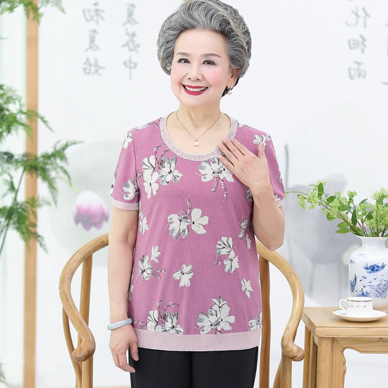妈妈装瘦小版 小码老年人夏装女60-70岁80奶奶装夏装短袖薄T恤衫|ruв категории Нижнее белье, подтяжки/жилет/футболка - от Buy2taobao.com для оказания профессиональной услуги покупки агента Taobao