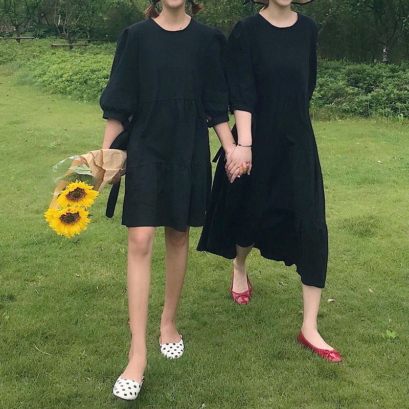 夏装2018新款胖妹妹黑色连衣裙显瘦闺蜜装宽松显瘦中长裙子200斤在类目 女装/女士精品, 大码女装中 - 来自Buy2taobao.com提供专业的淘宝代购服务