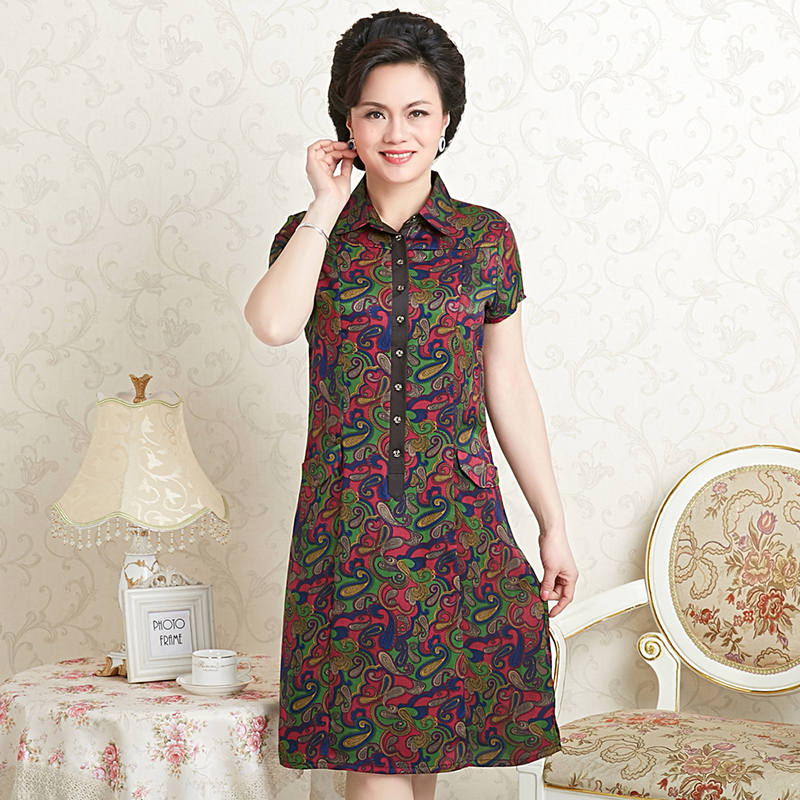 中老年真丝连衣裙妈妈装夏季桑蚕丝香云纱莨绸裙子中长款开衫裙子在类目 女装/女士精品, 中老年女装中 - 来自Buy2taobao.com提供专业的淘宝代购服务