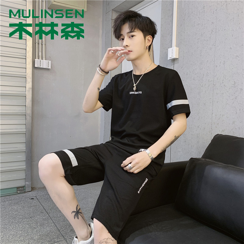 木林森运动套装男夏季圆领T恤休闲短裤五分裤篮球服两件组合装潮|ruв категории Мужская одежда, костюм, досуг, спортивный костюм - от Buy2taobao.com для оказания профессиональной услуги покупки агента Taobao