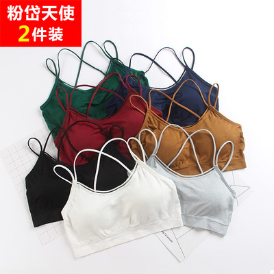 抹胸裹胸女韩版薄款防走光带胸垫文胸美背交叉吊带背心打底内衣女