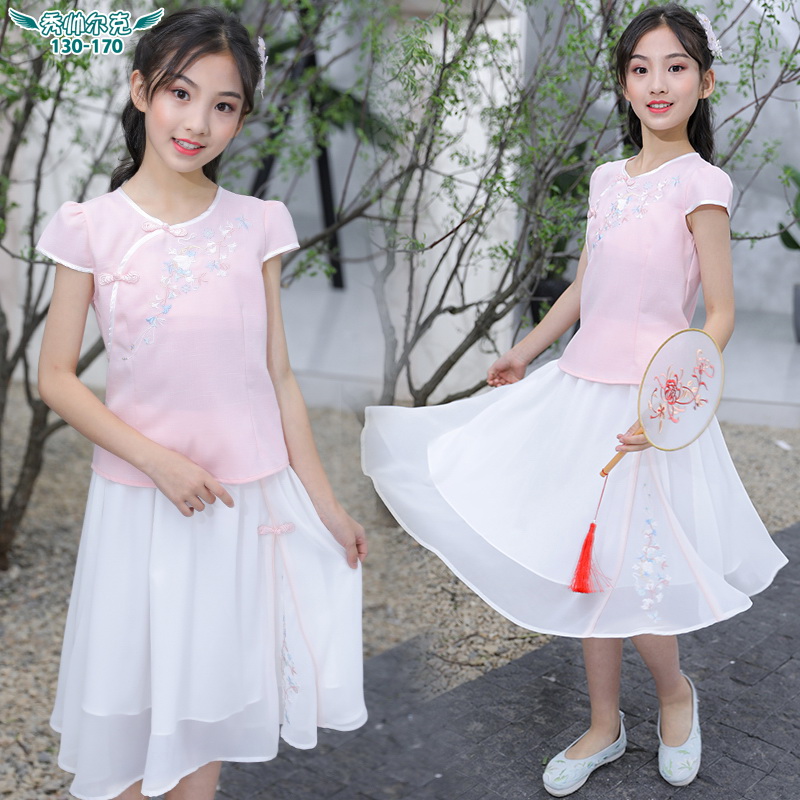 女童汉服2019新款大童女装汉服古装洋气中国风旗袍唐装初中生汉服|msdalam kategori Kanak-kanak/Bayi/Keluarga dipasang, Kanak-kanak cheongsam/pakaian/pakaian kebangsaan, pakaian - dari Buy2taobao.com untuk memberikan perkhidmatan ejen Taobao profesional membeli