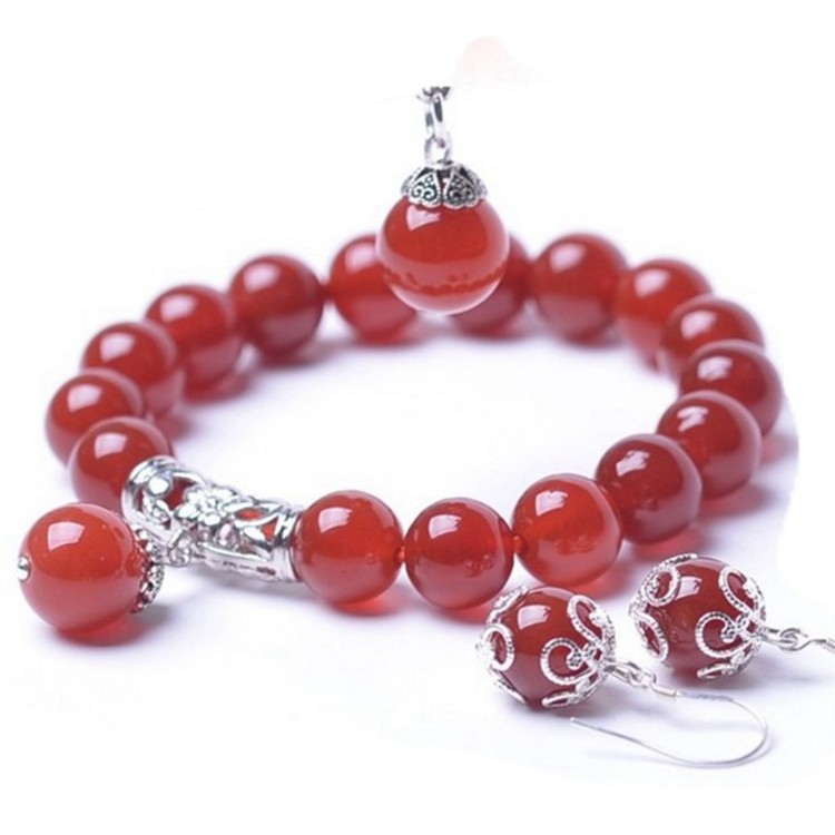 natural Three Red agate Bracelet Hand string Lap quality goods crystal Female models Necklace Pendant suit Transport giftin the Accessories/Fashion Jewelry, Bracelets category - from Buy2taobao.com to provide professional Taobao agent buy service