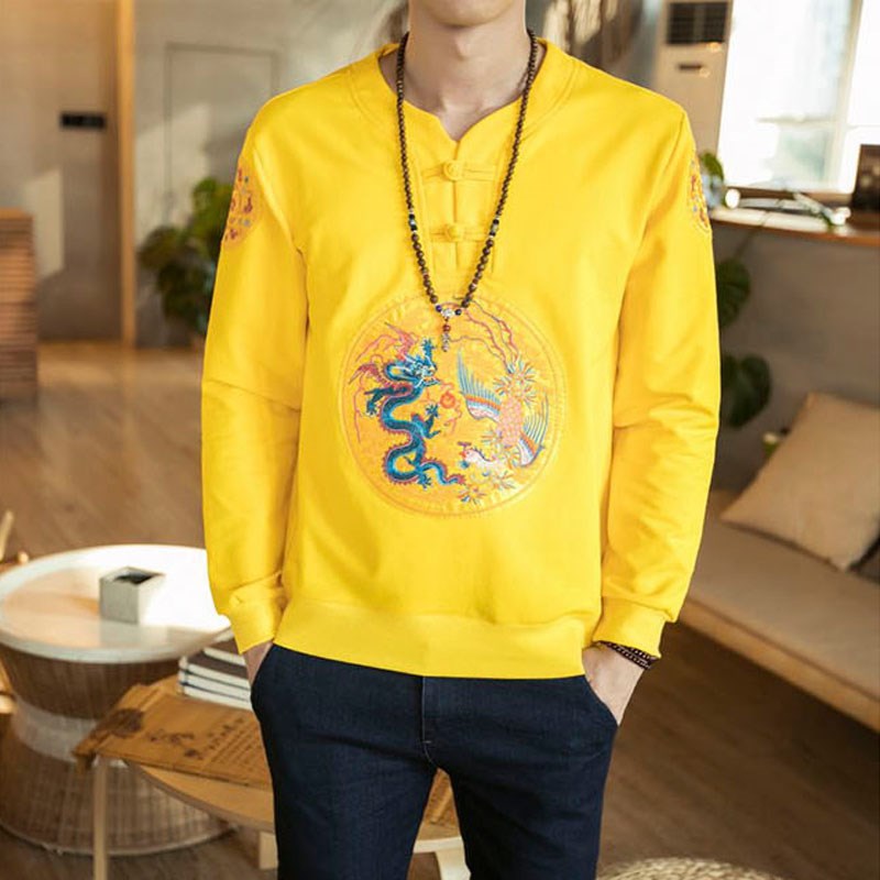 黄马褂中国风男装清朝官服龙袍刺绣长袖T恤民族复古风上衣服小衫在类目 男装, T恤中 - 来自Buy2taobao.com提供专业的淘宝代购服务