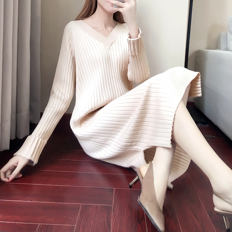 Mid length version Overknee Sweater dress 2018 Autumn and winter new pattern Brooch Dress Easy Long sleeve Base coatin the Women's clothing/Boutique , Sweaters category - from Buy2taobao.com to provide professional Taobao agent buy service