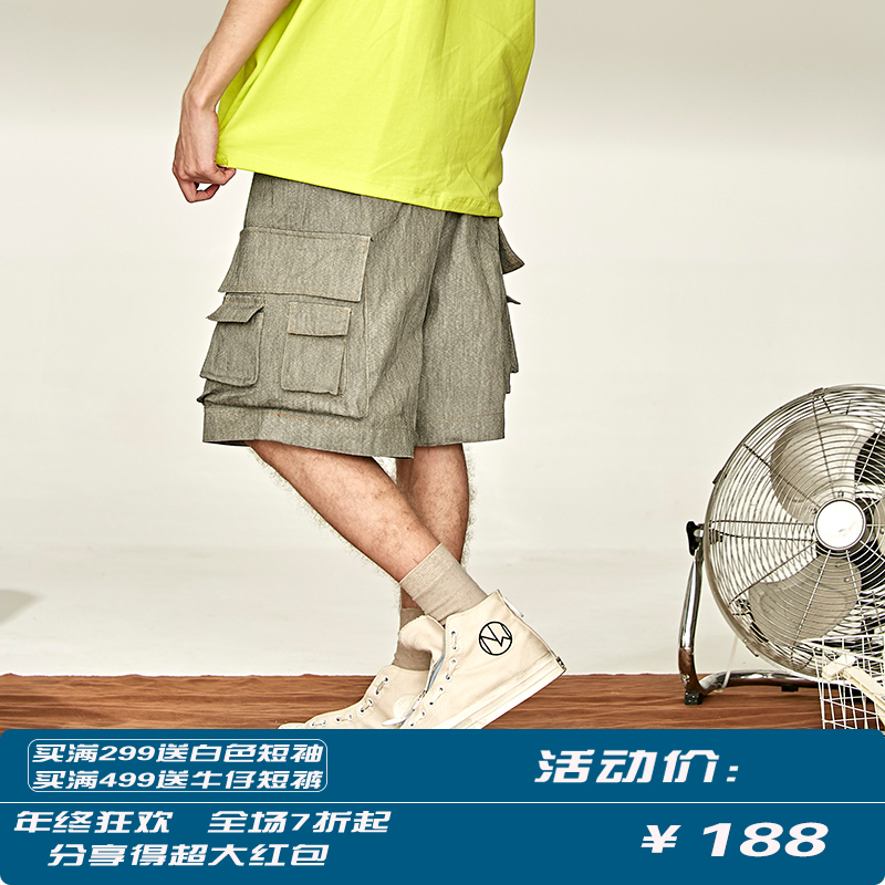 NUMBER N 19SS原創設計國潮夏新品水洗五分褲大口袋淺色牛仔短褲在類目 男裝, 牛仔褲中 - 來自Buy2taobao.com提供專業的淘寶代購服務