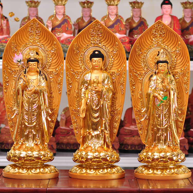 West Trinity Goddess of Mercy Mahasthamaprapta Bodhisattva Gold-plated Trinity Buddha resin Buddha statue Amitabha Decorationin the Home accessories , Decoration category - from Buy2taobao.com to provide professional Taobao agent buy service