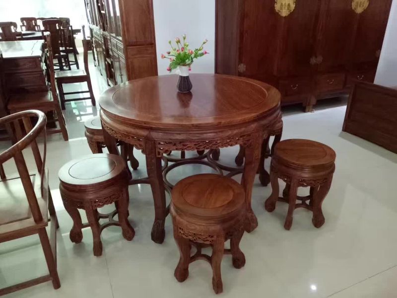 非洲黄花梨实木圆桌餐厅家具桌椅组合餐桌新中式家具厂家直销|ruв категории жилой мебели, комплект мебели, ресторан комплект мебели, обеденный стол + стул - от Buy2taobao.com для оказания профессиональной услуги покупки агента Taobao