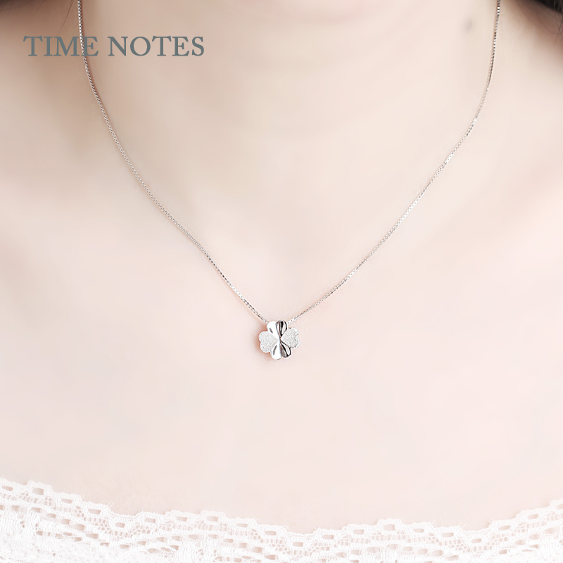 TIMENOTES 银项链女925银吊坠锁骨链四叶草坠子韩国银饰品首饰在类目 饰品/流行首饰/时尚饰品新, 项链中 - 来自Buy2taobao.com提供专业的淘宝代购服务