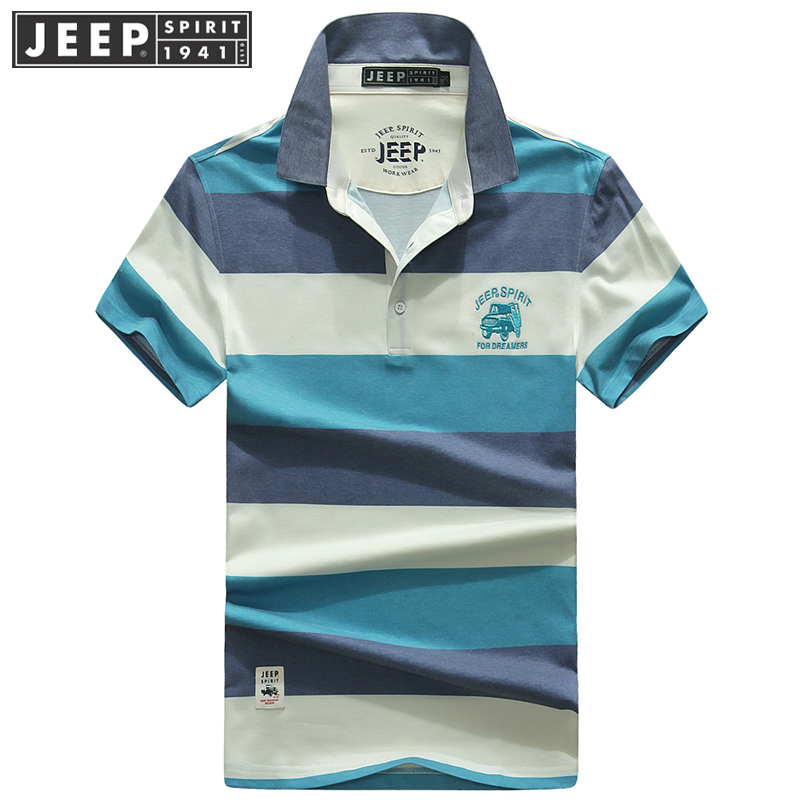 JEEP/ Jeep summer new pattern polo Paul man stripe leisure time Youth men's wear Short sleeved Lapel T-shirtin the Men's clothing, Polo Shirts category - from Buy2taobao.com to provide professional Taobao agent buy service