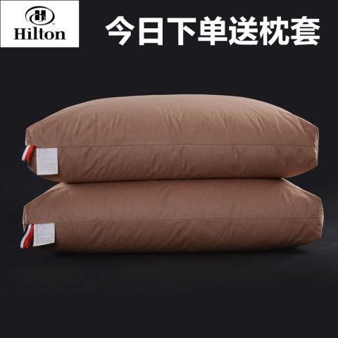 希爾頓五星酒店羽絨枕頭100%白鵝絨家用單人羽絨枕芯壹對護頸枕頭在類目 牀上用品, 枕頭/枕芯/保健枕/頸椎枕中 - 來自Buy2taobao.com提供專業的淘寶代購服務