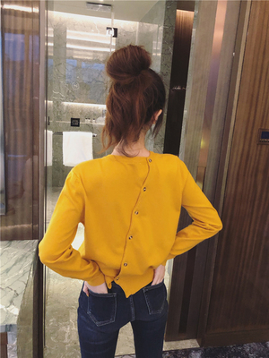 秋装外套2019新款短款针织小开衫女春秋复古设计感薄款毛衣针织衫