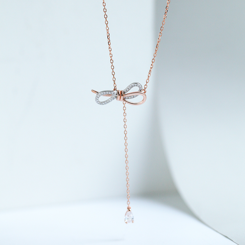 bow S925 Sterling Silver Necklace Rose Gold clavicle Necklace have cash less than that is registered in the accounts Red Book Same item giftin the Accessories/Fashion Jewelry, Necklace category - from Buy2taobao.com to provide professional Taobao agent buy service