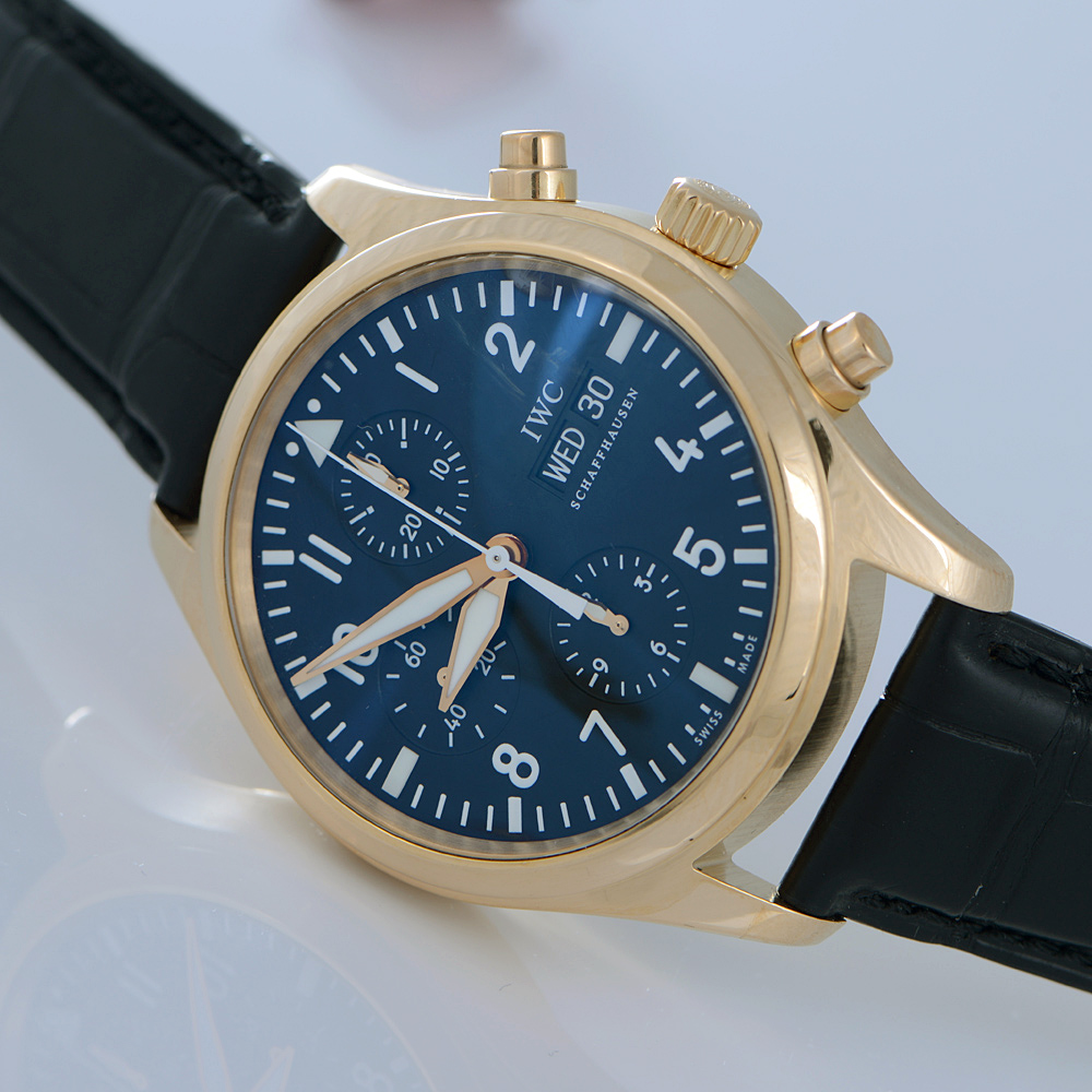 【中古】iwc/万国飞行员系列玫瑰金18k计时自动机械表