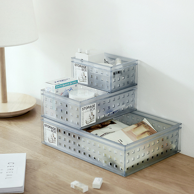 桌面收纳筐亚克力塑料办公用品收纳篮日式简约长方形杂物筐置物篮