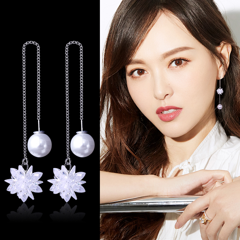 Ice Snowflake Ear line have more cash than can be accounted for Man-made zircon crystal Snowflake Pendant Rhinestone Earrings temperament tassels Earringsin the Accessories/Fashion Jewelry, Earring , Ear wire category - from Buy2taobao.com to provide professional Taobao agent buy service