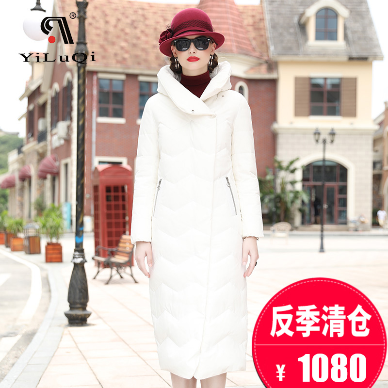 依鹿奇2017冬季新款反季加长过膝加厚羽绒服女鹅绒中长款显瘦外套在类目 女装/女士精品, 羽绒服中 - 来自Buy2taobao.com提供专业的淘宝代购服务