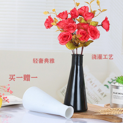ins Glass vase Black and white a living room IKEA to ground Decoration Dried flowers flower arrangement Northern Europe American style originality vasein the Home accessories , Vase/Flower/Artificial flowers/Imitation jewelry , Flower/Vase , Vase category - from Buy2taobao.com to provide professional Taobao agent buy service