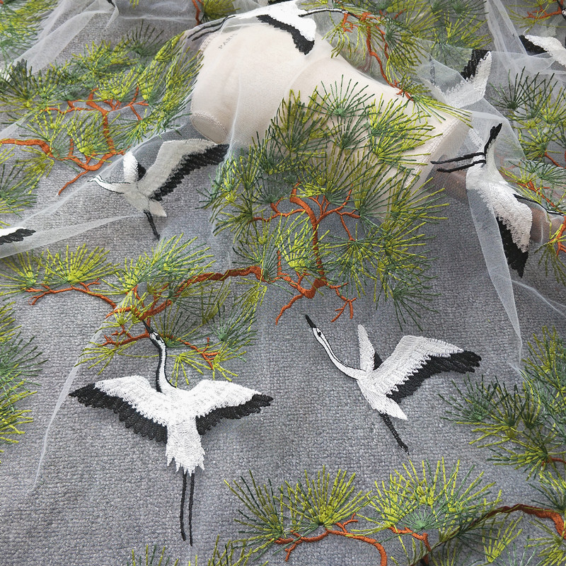 summer high-grade Pine Red-crowned crane Lace Fabric originality Chinese style full dress Stage makeup Lace Fabric DIY partsin the Home Fabric , Cloth/Fabric/Manual diy Cloth fabric category - from Buy2taobao.com to provide professional Taobao agent buy service