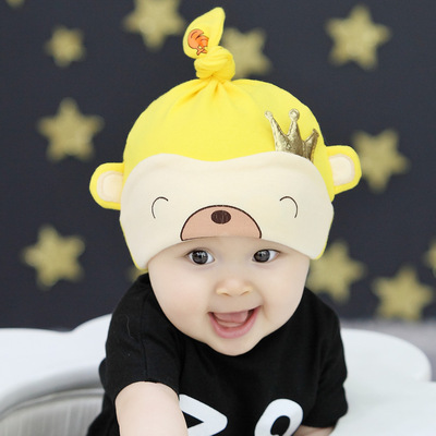 秋冬男童0-3-6-12个月初生婴儿帽子秋季女孩1岁女宝宝女童套头帽