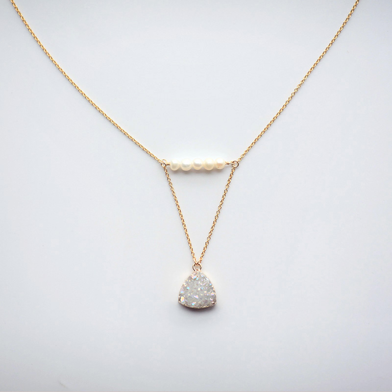 VIA A small minority designer natural crystal Necklace clavicle rough Pendant Pearl 14K Baojinxianqi insin the Accessories/Fashion Jewelry, Necklace category - from Buy2taobao.com to provide professional Taobao agent buy service