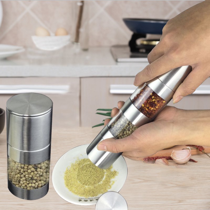 Stainless steel pepper mill Grinder black pepper Sichuan Pepper Double head Manual fast Mill Dual usein the Kitchen/Cooking utensils , Kitchen Gadgets/Kitchen storage , Storage jars/Kitchen storage containers , Seasoning bottles category - from Buy2taobao.com to provide professional Taobao agent buy service