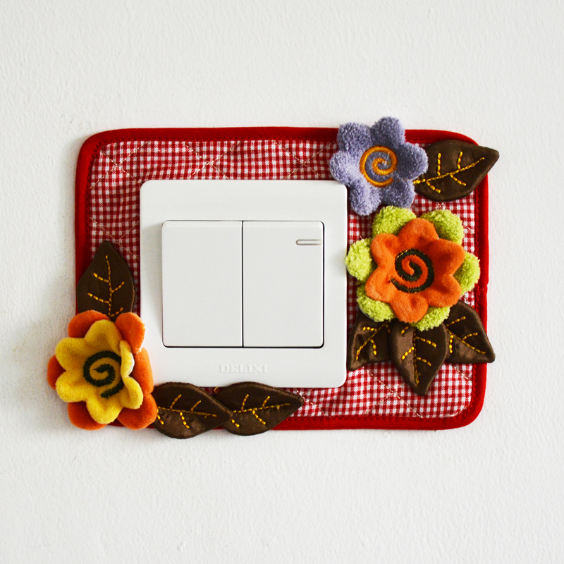 new year Fabric art Switch Sticker Marriage room panel sticker Wall covering Stereo switch stickers(Three-dimensional flower)in the Home Fabric , Dust protection cover , Switch Cover category - from Buy2taobao.com to provide professional Taobao agent buy service