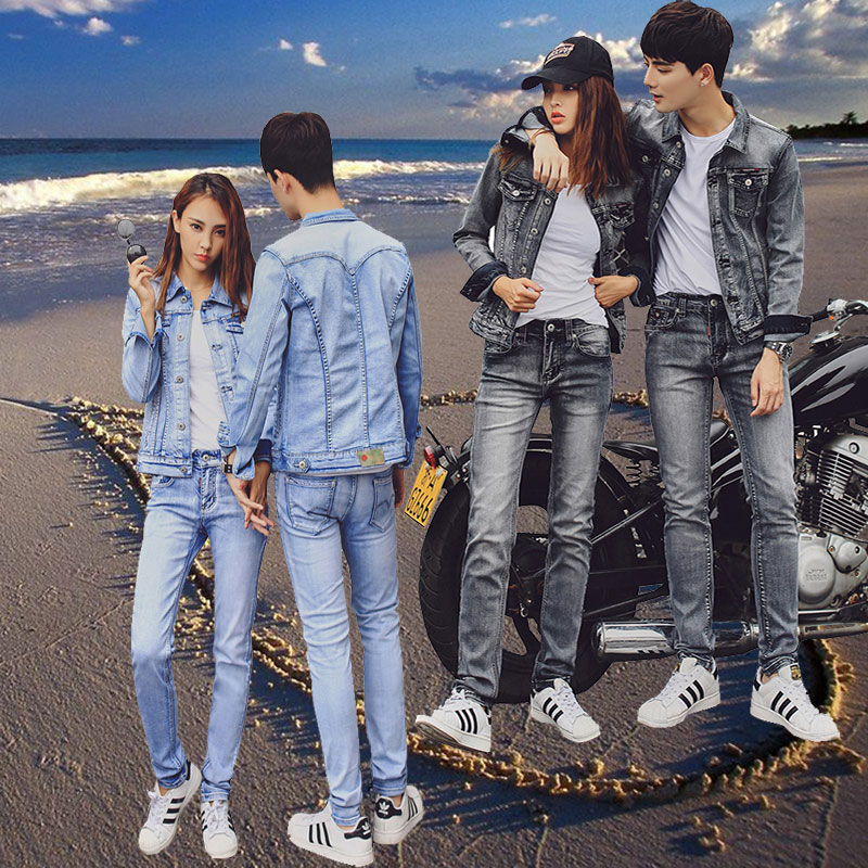 New fashion men and women cowboy spring and autumn Korean Edition leisure time Teenagers Self cultivation Elastic force clothing Lovers suits Jacketin the Men's clothing, Set , Other Suit category - from Buy2taobao.com to provide professional Taobao agent buy service