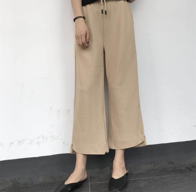 2条包邮！得留个2条穿穿，穿似没穿天丝麻舒服缺口阔腿裤九分裤夏