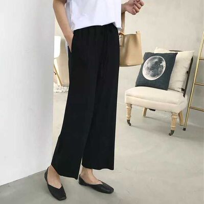 2条包邮！炒鸡炒鸡舒服~ 凉快莫代尔松紧腰抽绳九分阔腿裤休闲裤