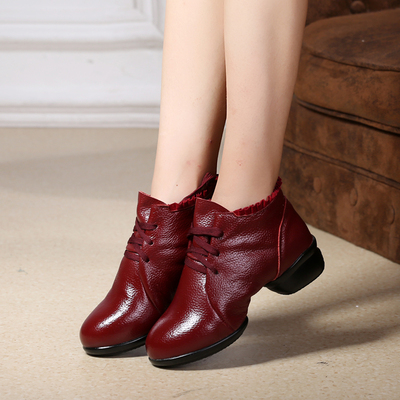 伊兹秋冬新款纯牛皮舞蹈鞋真皮软底水兵舞鞋透气跳舞鞋广场舞鞋