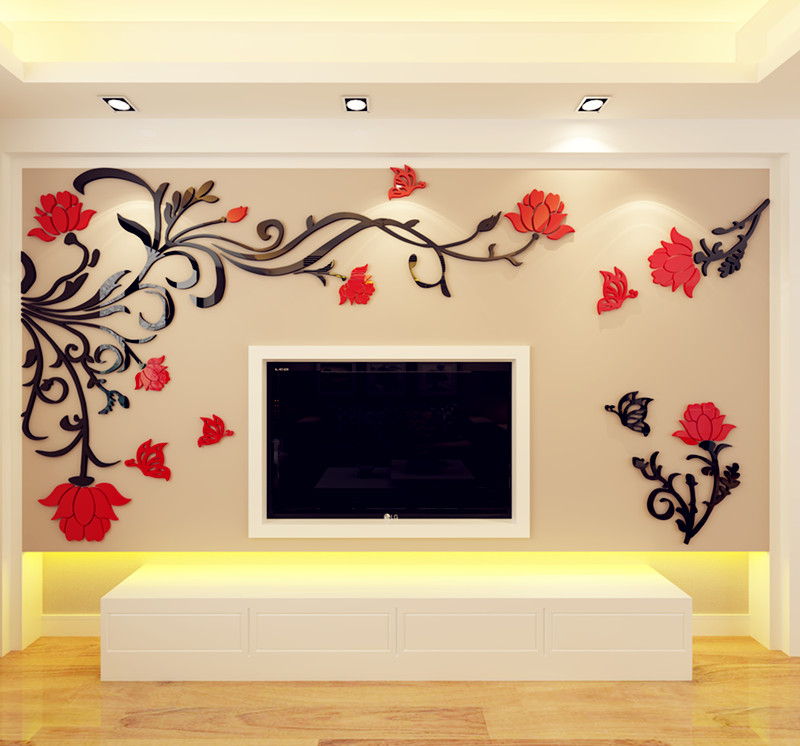 Butterfly flower vine 3d Acrylic three-dimensional Wall stickers Living room sofa TV backdrop Room wall Room decorationsin the Home accessories , Stickers , Wall Stickers category - from Buy2taobao.com to provide professional Taobao agent buy service