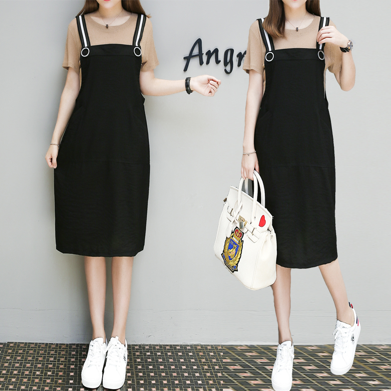 pregnant woman Suspender skirt Summer fund 2019 new pattern fashion Mid length version Easy Large Dress Two piece set Chao Main the Maternity/Maternal supplies/Nutrition , Maternity , Dress category - from Buy2taobao.com to provide professional Taobao agent buy service