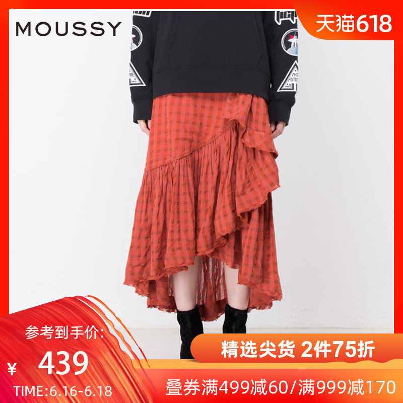 MOUSSY 春夏新品格纹不规则中长款荷叶边半身裙女010BSS30-0340在类目 女装/女士精品, 半身裙中 - 来自Buy2taobao.com提供专业的淘宝代购服务