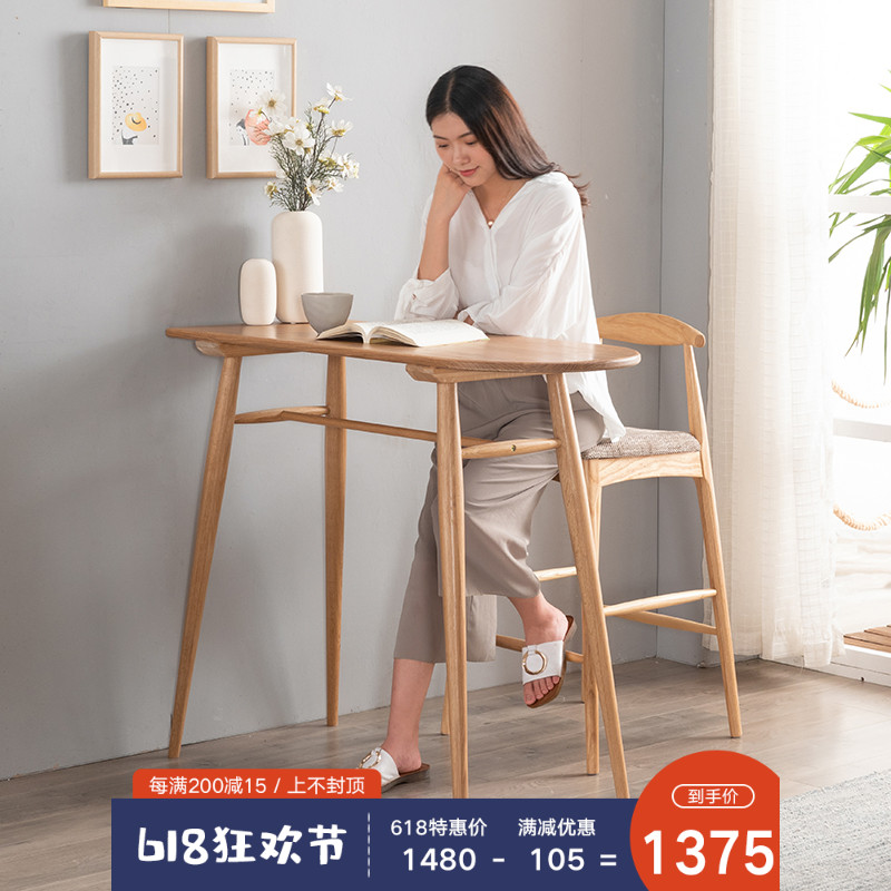 可定制 北欧吧台桌家用实木白橡木 小吧台创意简约靠墙隔断高桌子|ruв категории жилой мебели, дело/Таблица класса, бар - от Buy2taobao.com для оказания профессиональной услуги покупки агента Taobao
