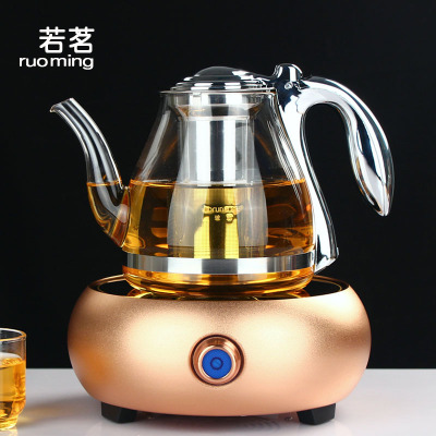 若茗 煮茶壶 耐高温玻璃黑茶煮茶器 多功能泡茶壶加电陶炉套装水