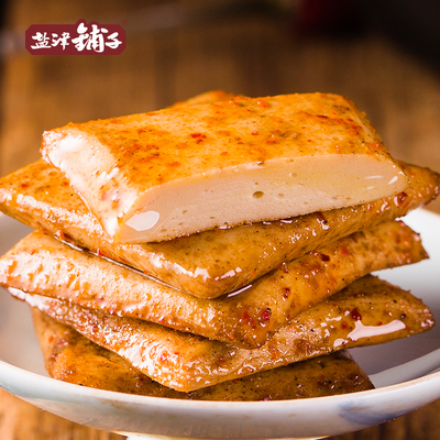盐津铺子满口香鱼豆腐原味蟹黄味香辣味散装约18包零食小吃豆腐干