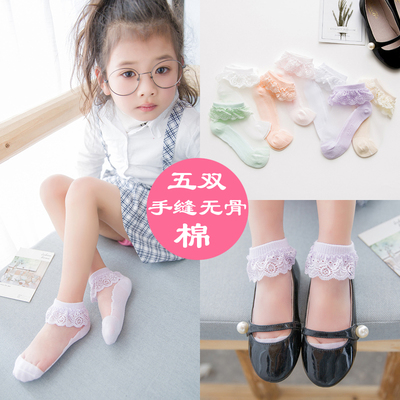 儿童水晶袜夏季薄款女童水晶冰丝袜宝宝公主蕾丝花边袜婴儿短袜子
