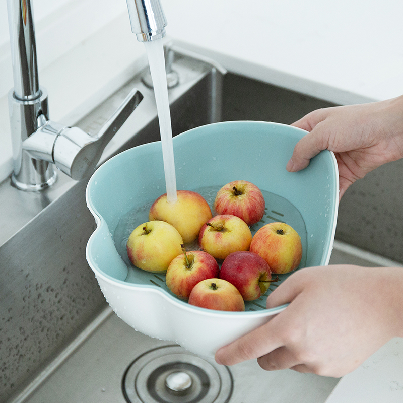 double-deck Plastic Leach basket Trays Vegetable Basket kitchen household originality Wash rice fruit Shopping basket Fruit platein the Tableware , Tableware , Fruit bowl/Fruit plate/Hamper category - from Buy2taobao.com to provide professional Taobao agent buy service