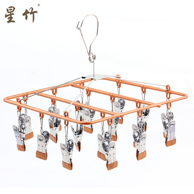 晾袜子衣架多夹子圆形多功能晾衣夹圆盘不锈钢晾衣架凉袜子架晒夹